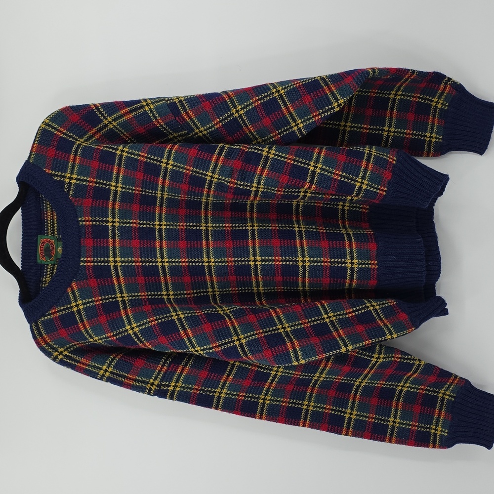 Vintage Boston Trader's Hong Kong Made Wool Plaid Sweater Men's Size XL